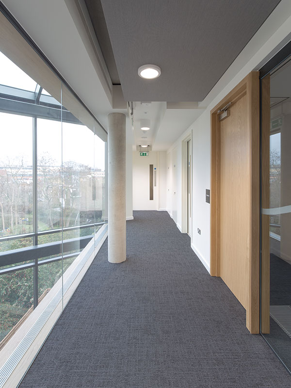 Veneered oak timber doors supplied by Shadbolt to the Institute of Physics building